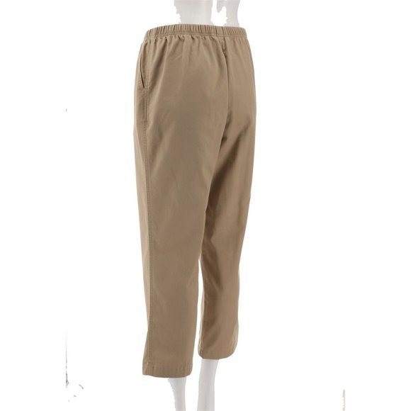 NWT LANDS' END WOMEN'S PETITE HIGH RISE TWILL PULL ON PANTS KHAKI 12PX26 - Picture 4 of 7